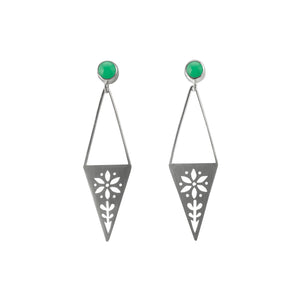Triangle Garden Post Earrings with Gem