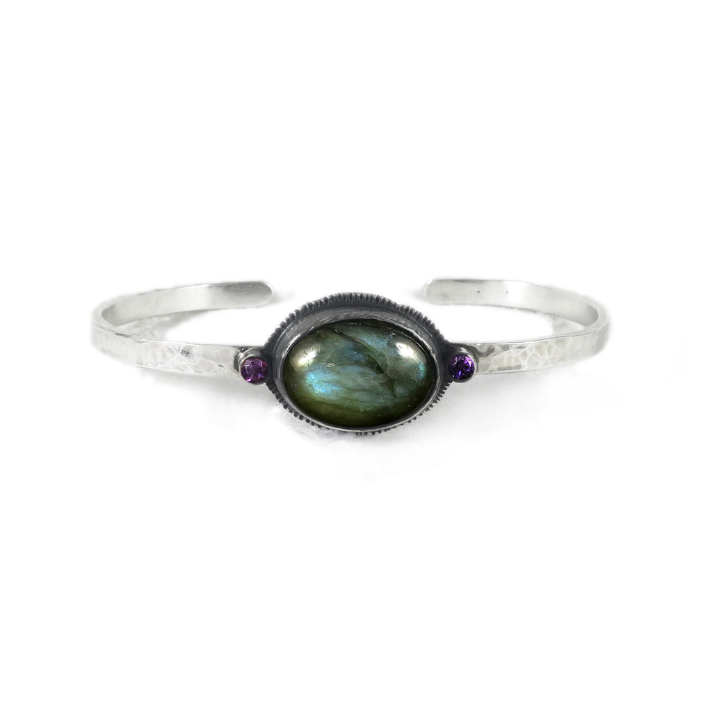 unEarthed cuff with labradorite and amethyst