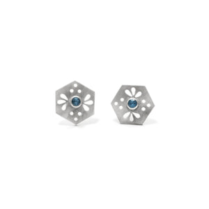 Hexagon Tile Bee Stud Earrings