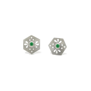 Hexagon Tile Bee Stud Earrings