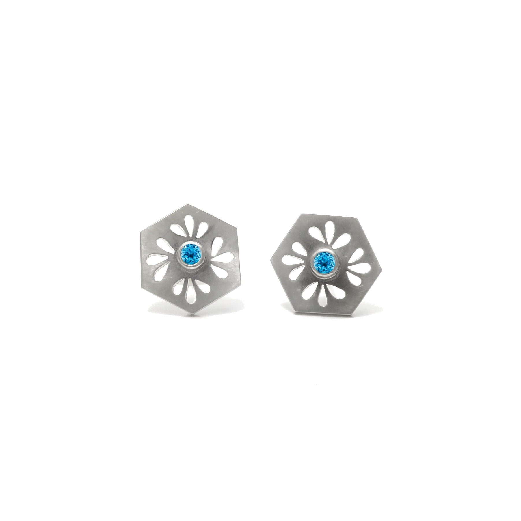 Hexagon Tile Petal Stud Earrings