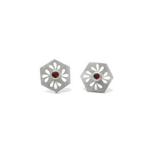 Hexagon Tile Petal Stud Earrings