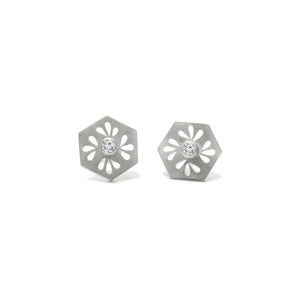 Hexagon Tile Petal Stud Earrings