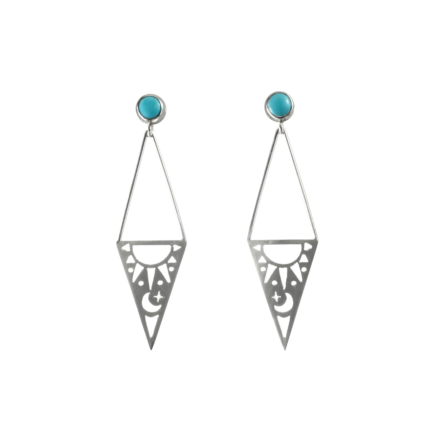Triangle Sunshine Moonlight Post Earrings with Gem
