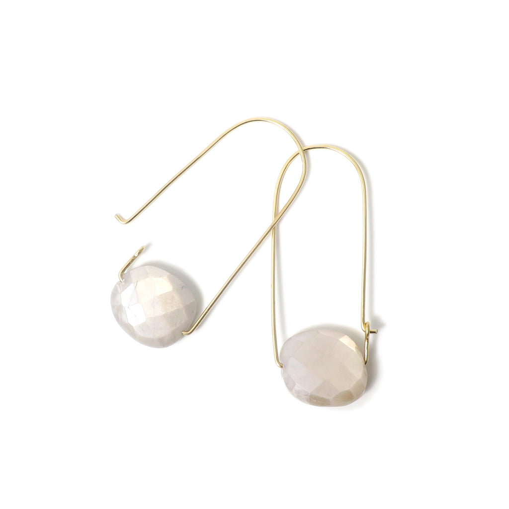 White Moonstone ~ Carry-On Hoop Earrings
