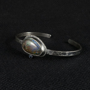unEarthed cuff with chrysocolla and sapphire