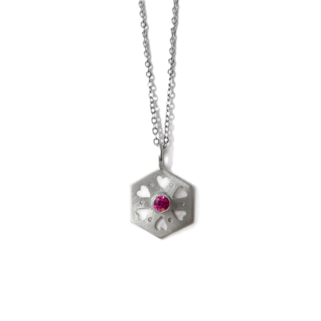 Hexagon Tile Heart Pendant