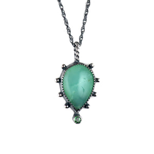 unEarthed necklace with green chrysoprase and green gem