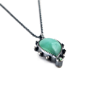 unEarthed necklace with green chrysoprase and green gem
