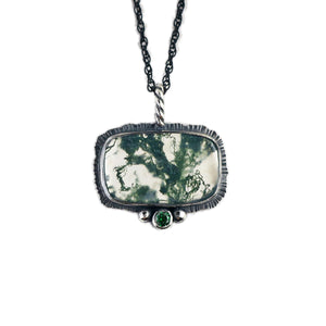unEarthed necklace with moss agate and green gem