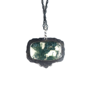 unEarthed necklace with moss agate and green gem