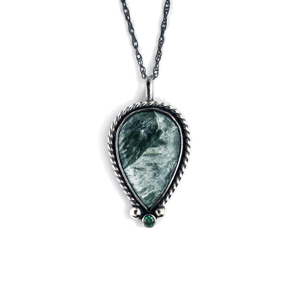 unEarthed necklace with seraphinite and green gem