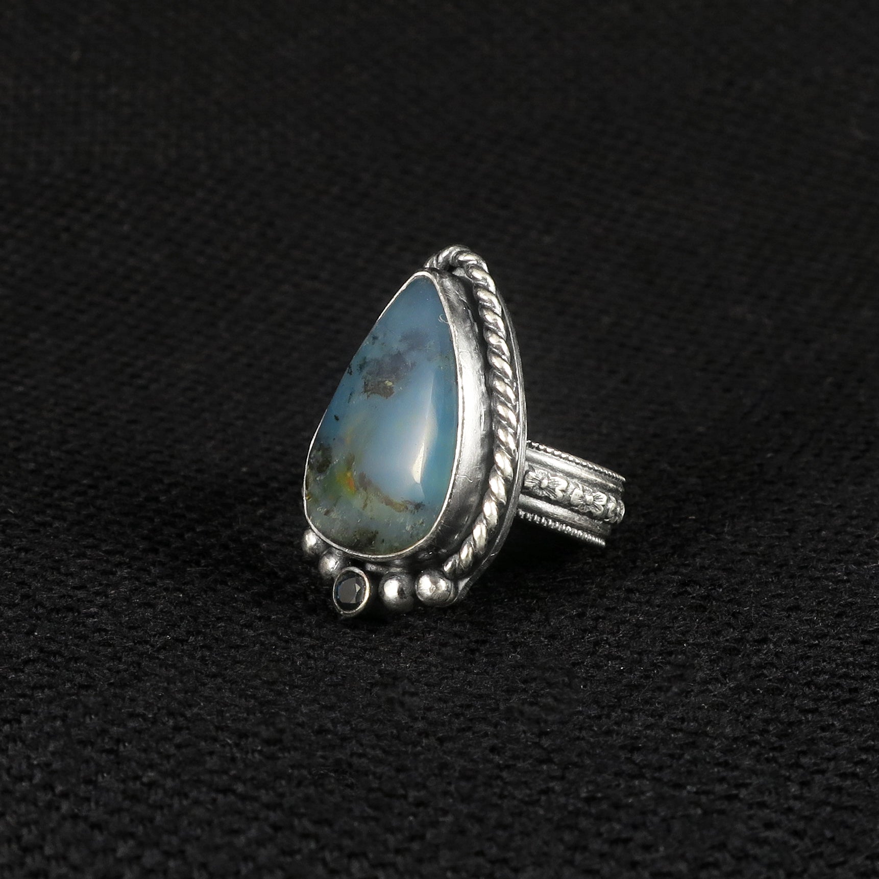 unEarthed ring with peruvian opal and sapphire