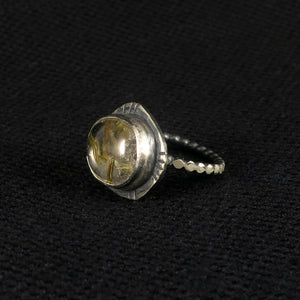 unEarthed ring with gold rutilated quartz
