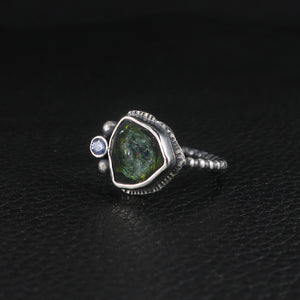 unEarthed ring with tourmaline slice and tanzanite