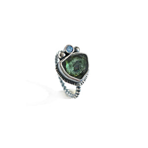 unEarthed ring with tourmaline slice and tanzanite