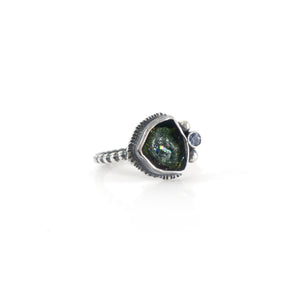 unEarthed ring with tourmaline slice and tanzanite
