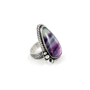unEarthed ring with fluorite and amethyst