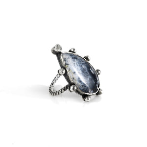 unEarthed ring with dendritic opal and white topaz
