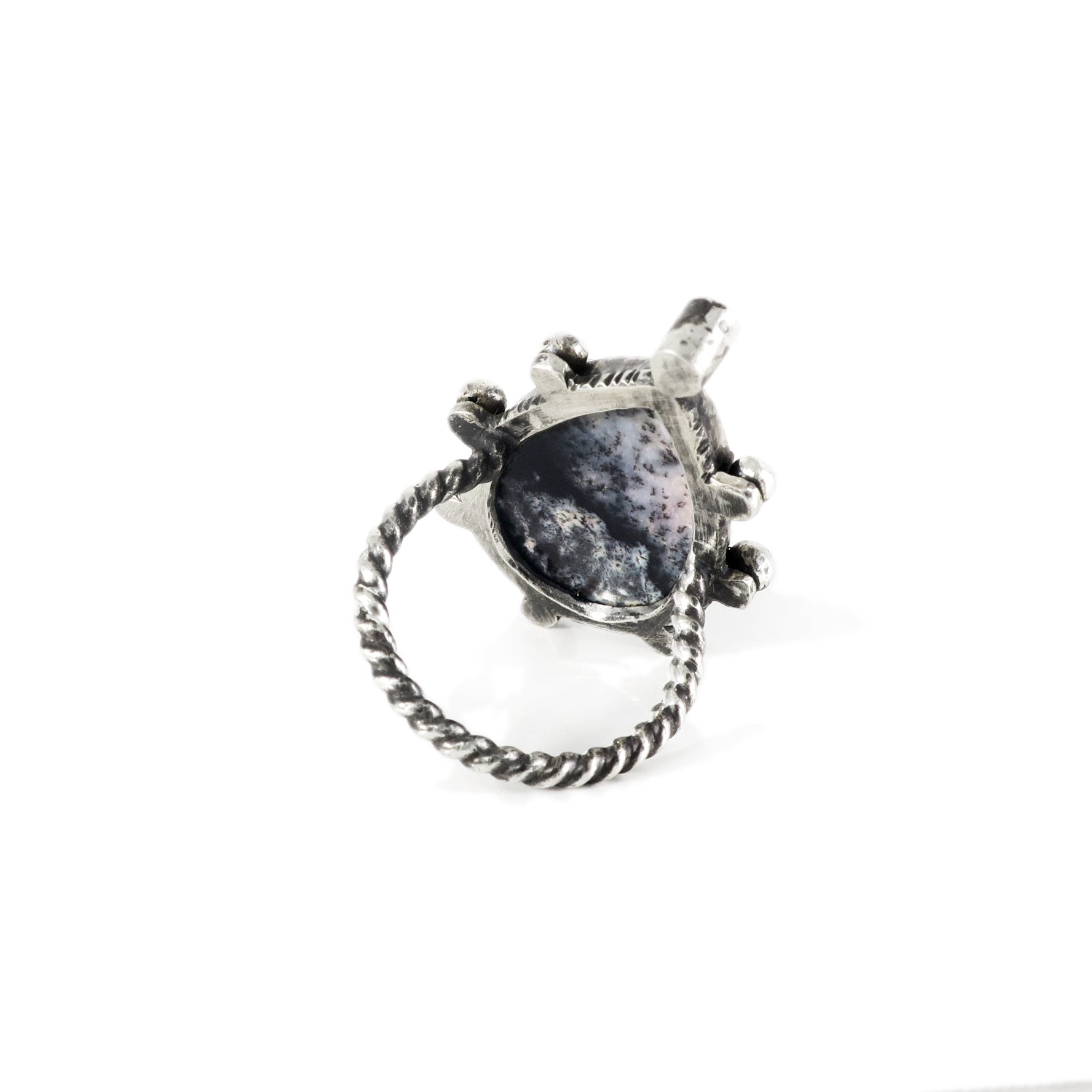 unEarthed ring with dendritic opal and white topaz