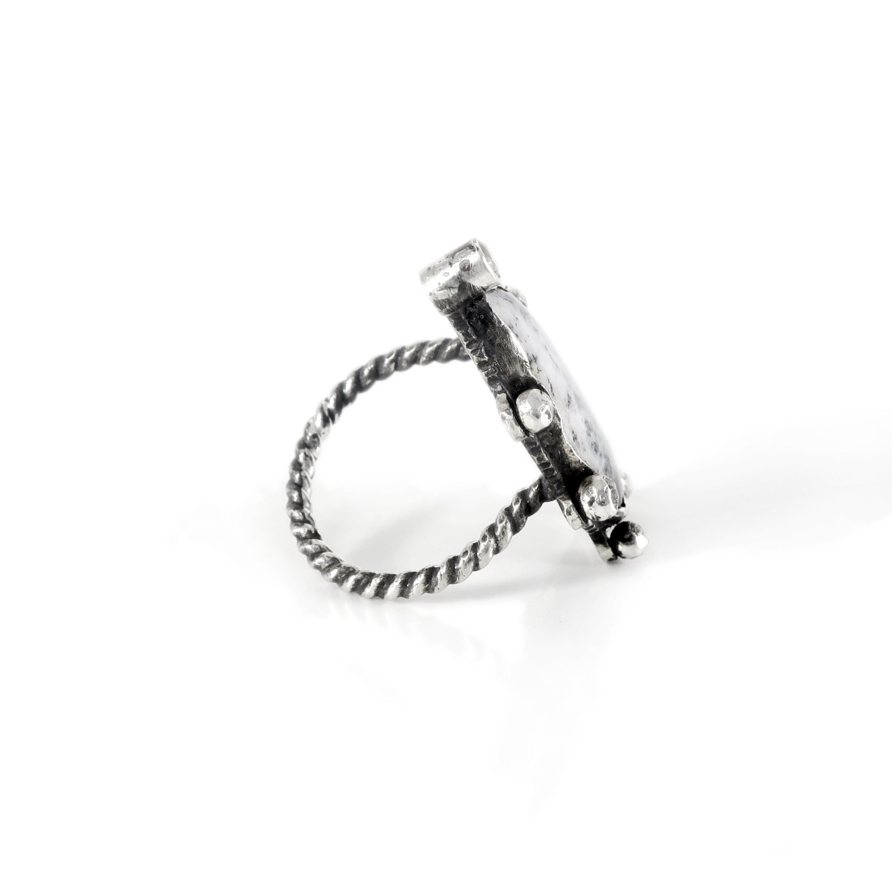 unEarthed ring with dendritic opal and white topaz