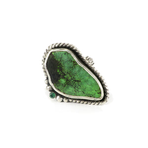 unEarthed ring with green turquoise and green gem