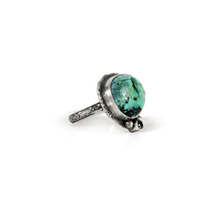 unEarthed ring with azurite and black gem